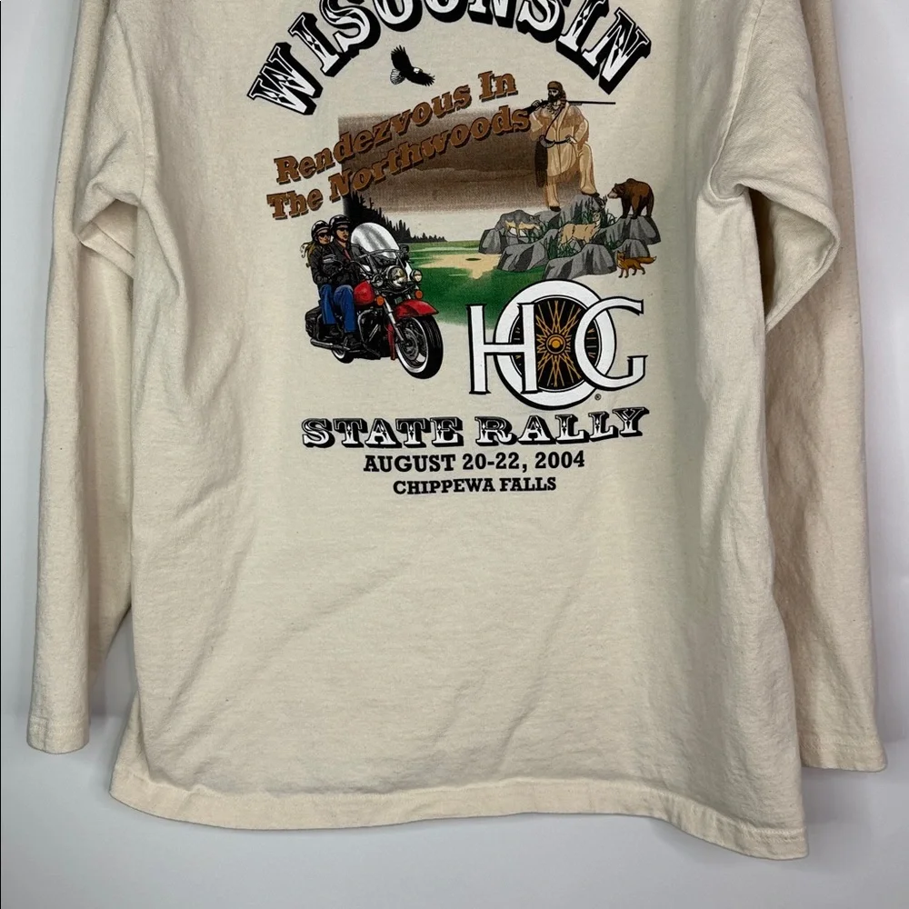 Vintage Harley Owners Group Wisconsin State Rally 2004 Long Sleeve Henley Medium
